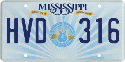 MS license plate HVD316