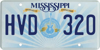MS license plate HVD320
