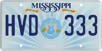 MS license plate HVD333
