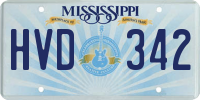 MS license plate HVD342