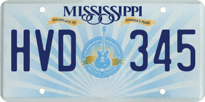 MS license plate HVD345