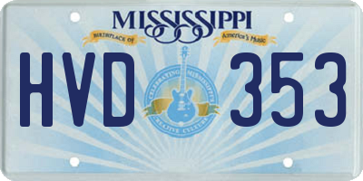 MS license plate HVD353