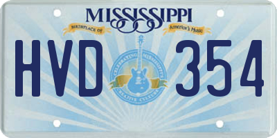 MS license plate HVD354