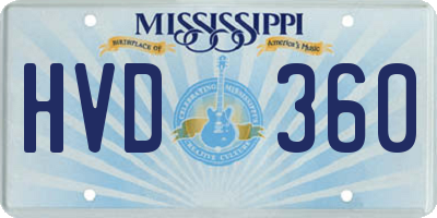 MS license plate HVD360