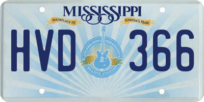 MS license plate HVD366