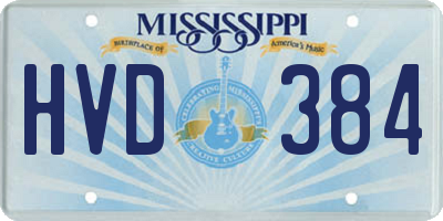 MS license plate HVD384