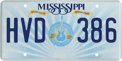 MS license plate HVD386