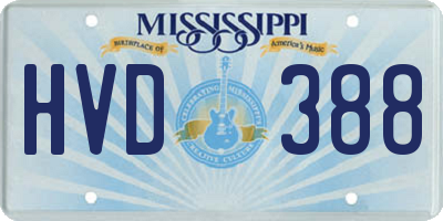 MS license plate HVD388