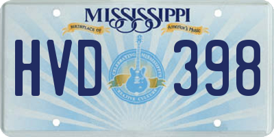 MS license plate HVD398