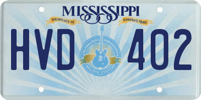 MS license plate HVD402
