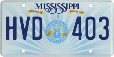 MS license plate HVD403