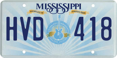 MS license plate HVD418