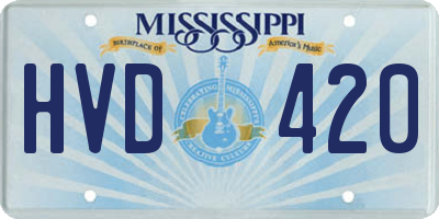 MS license plate HVD420