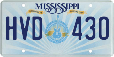 MS license plate HVD430