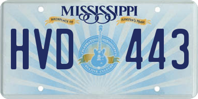 MS license plate HVD443