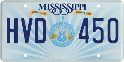 MS license plate HVD450