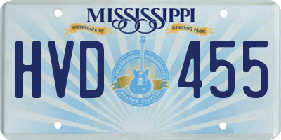 MS license plate HVD455