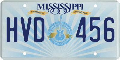 MS license plate HVD456