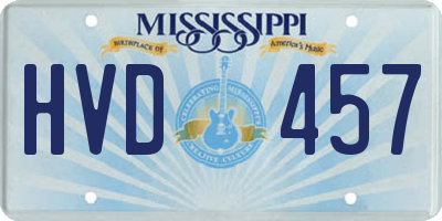 MS license plate HVD457