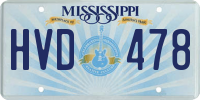 MS license plate HVD478