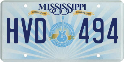 MS license plate HVD494