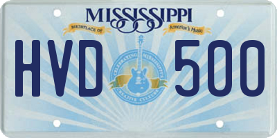 MS license plate HVD500
