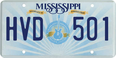 MS license plate HVD501