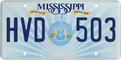 MS license plate HVD503