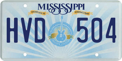 MS license plate HVD504