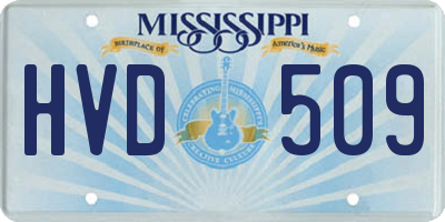 MS license plate HVD509