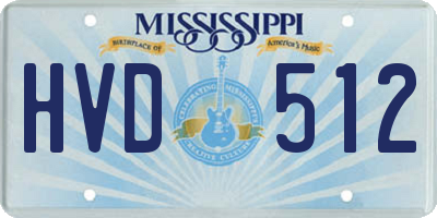 MS license plate HVD512
