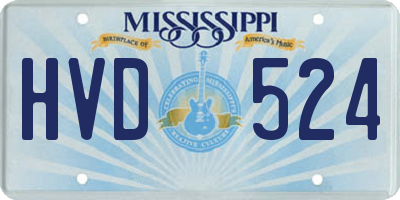 MS license plate HVD524