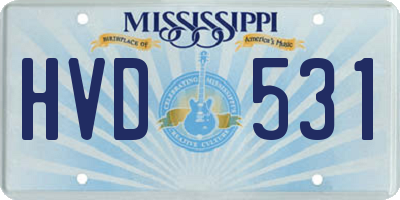 MS license plate HVD531