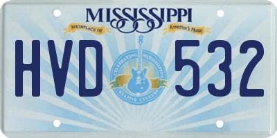 MS license plate HVD532