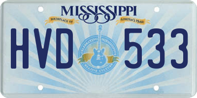 MS license plate HVD533
