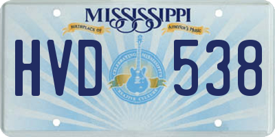 MS license plate HVD538