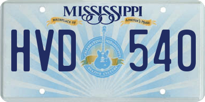 MS license plate HVD540