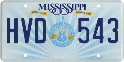 MS license plate HVD543
