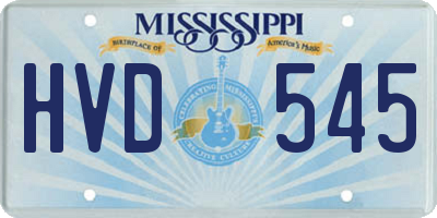 MS license plate HVD545
