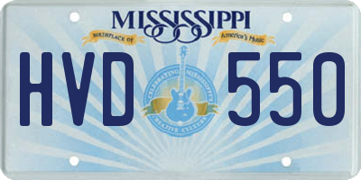 MS license plate HVD550