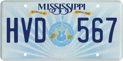 MS license plate HVD567