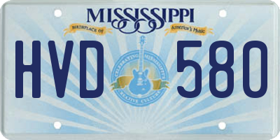 MS license plate HVD580