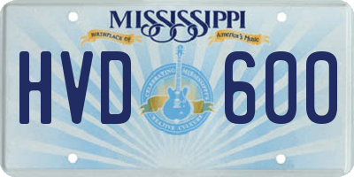 MS license plate HVD600