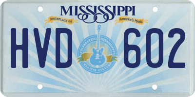 MS license plate HVD602