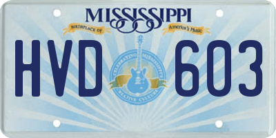 MS license plate HVD603