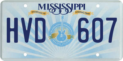 MS license plate HVD607