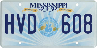 MS license plate HVD608