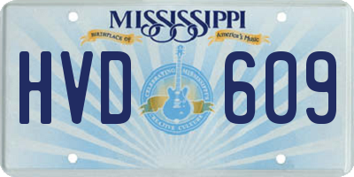 MS license plate HVD609