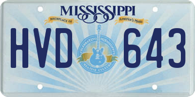 MS license plate HVD643