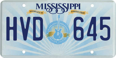 MS license plate HVD645